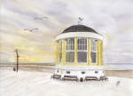 Postkarte DIN-A6 Pavillon Borkum16 - Sonnenuntergang